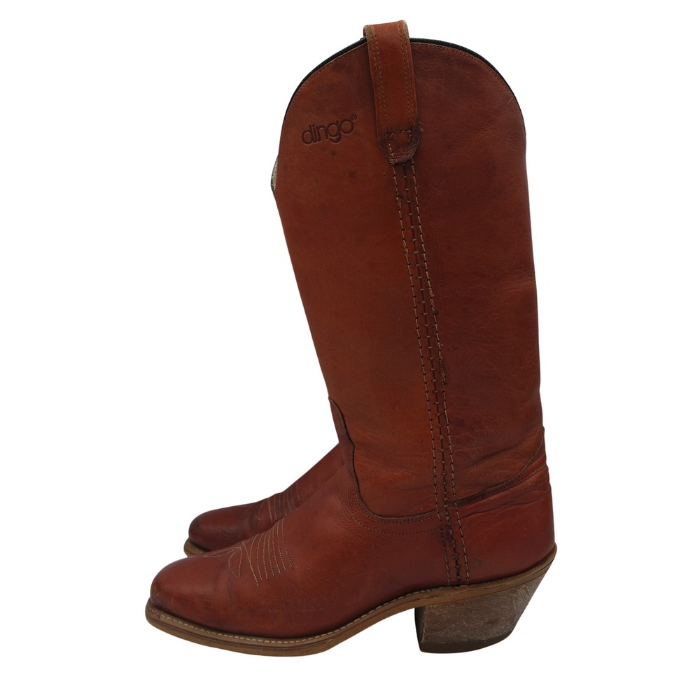 Vintage 1981 Dingo Acme Mens Leather Campus Pull-On Cowboy Boots Size 7.5D